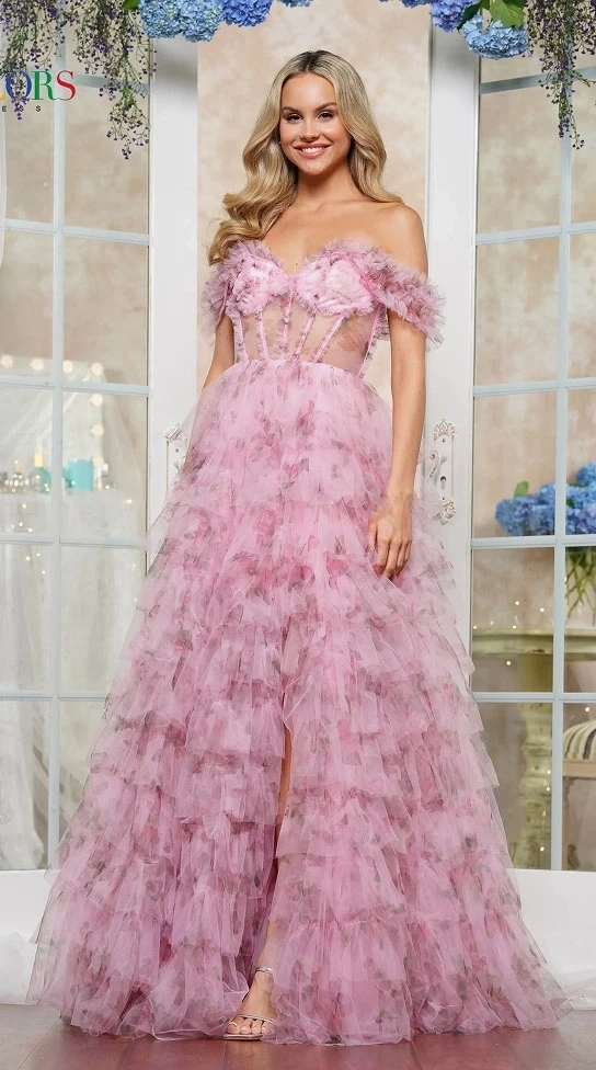 Model wearing a prom dress