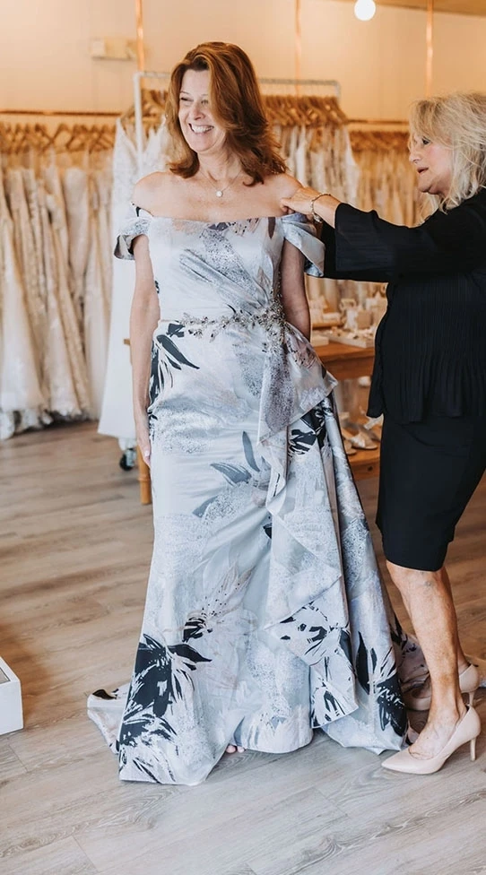 Model wearing a mothers dress