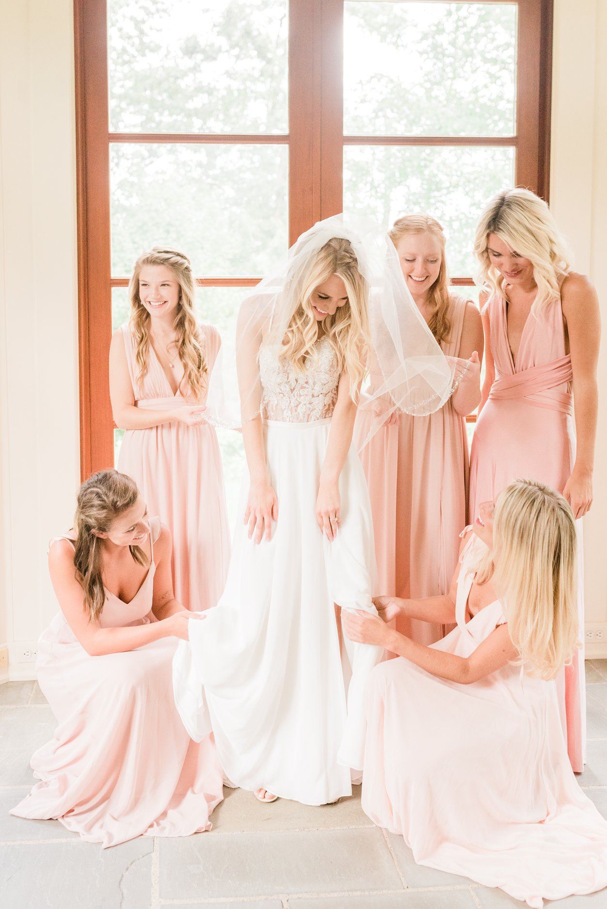 Models wearing a bridal dresses