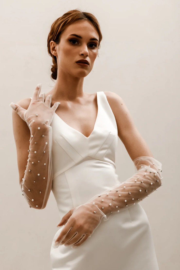 Heirloom Bridal Style #Pearl and Rhinestone Gloves G006 Default Thumbnail Image