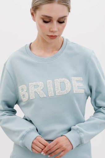 Heirloom Bridal Style #Pearl BRIDE letters Sweatshirt #0 Cool Blue thumbnail