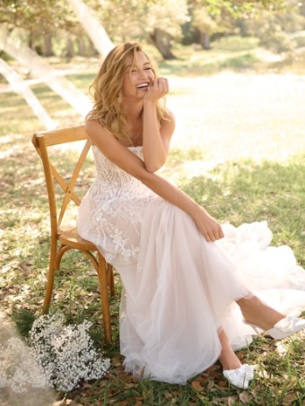 Rebecca Ingram Style #ANGIE (25RK903A01 - Unlined bodice, Sparkle tulle) #3 Ivory/Silver Accent over Blush thumbnail