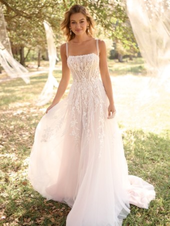 Rebecca Ingram Style #ANGIE (25RK903A01 - Unlined bodice, Sparkle tulle) #0 Ivory/Silver Accent over Blush thumbnail
