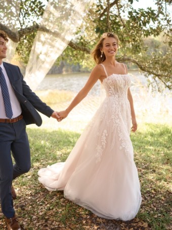 Rebecca Ingram Style #ANGIE (25RK903A01 - Unlined bodice, Sparkle tulle) #4 Ivory/Silver Accent over Blush thumbnail