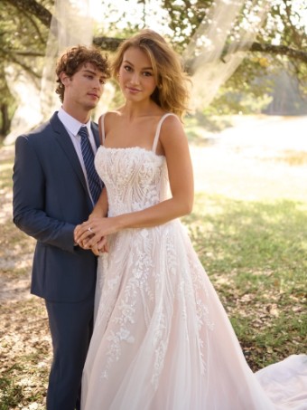 Rebecca Ingram Style #ANGIE (25RK903A01 - Unlined bodice, Sparkle tulle) #1 Ivory/Silver Accent over Blush thumbnail