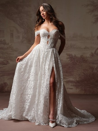 Rebecca Ingram Style #NARELLE (F6RN089A01 - Slit, Unlined bodice) #1 All Ivory (gown with Ivory Illusion) thumbnail