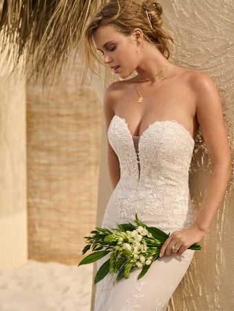 Rebecca Ingram Style #NELLY (23RK682A01) #1 Ivory over Nude (gown with Natural Illusion) thumbnail