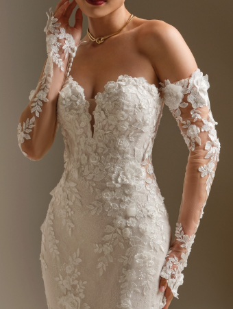 Sottero and Midgley Style #Rashida  Detachable Sleeves  YYDS #0 default Ivory/Light Nude thumbnail