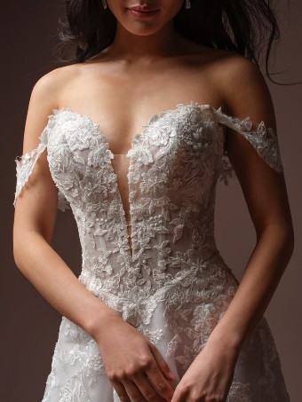 Rebecca Ingram Style #BERNADINE (F6RK097A01 - Unlined bodice, Glitter tulle) #2 Ivory over Soft Blush (gown with Light Nude Illusion) thumbnail